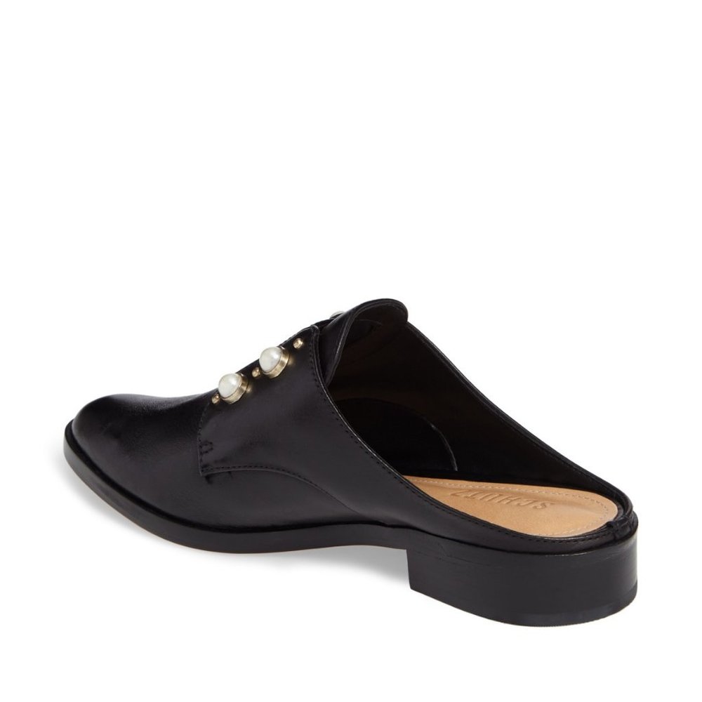 Schutz NEW Pearl Stud ALL- Leather Mules Clogs Slip-On Shoes SILVER Women's🎉HP - Picture 9 of 14